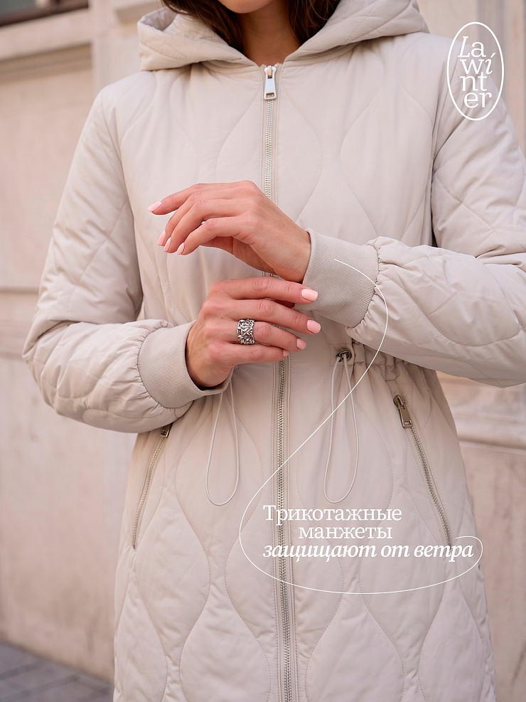 Пальто женское демисезонное LAWINTER, светло-серое, модель 83885