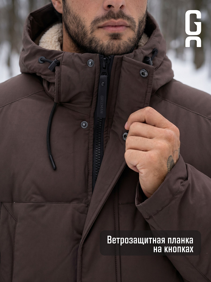 Пуховик мужской зимний GRIZMAN, коричневый, модель 75192