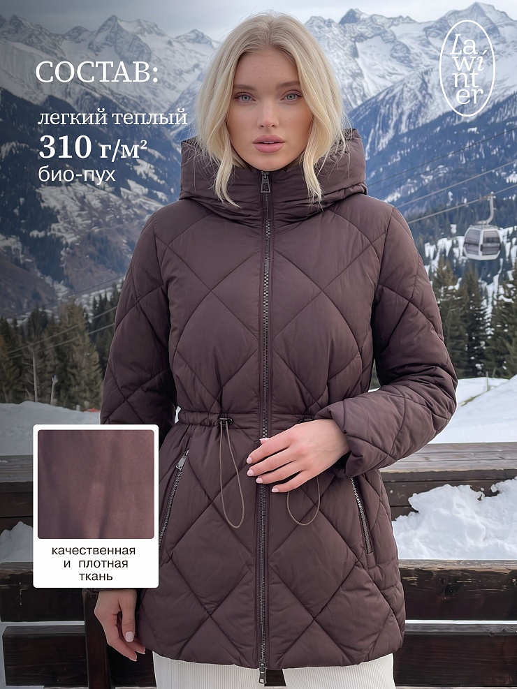 Куртка женская зимняя LAWINTER, коричневая, модель 86524
