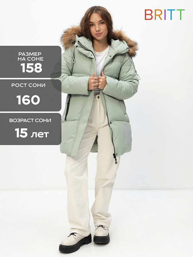 Куртка для девочки зимняя BRITT, мята, модель 63832