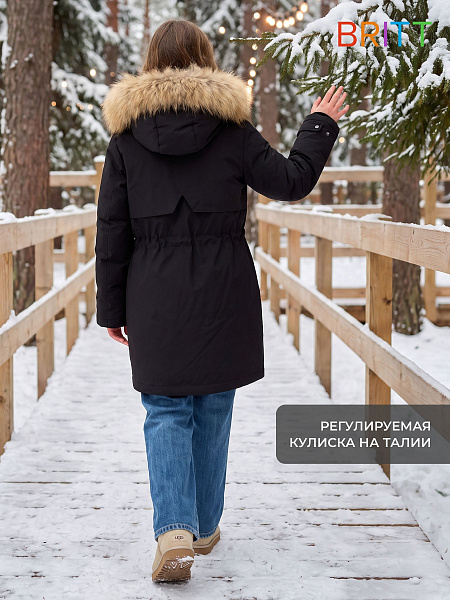 Куртка для девочки зимняя BRITT, черно-розовая, модель 66331