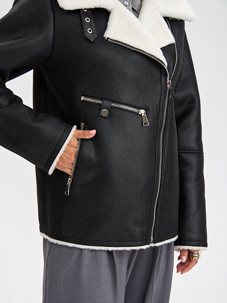 Дубленка LAWINTER  модель 3588, цвет Черно-белый