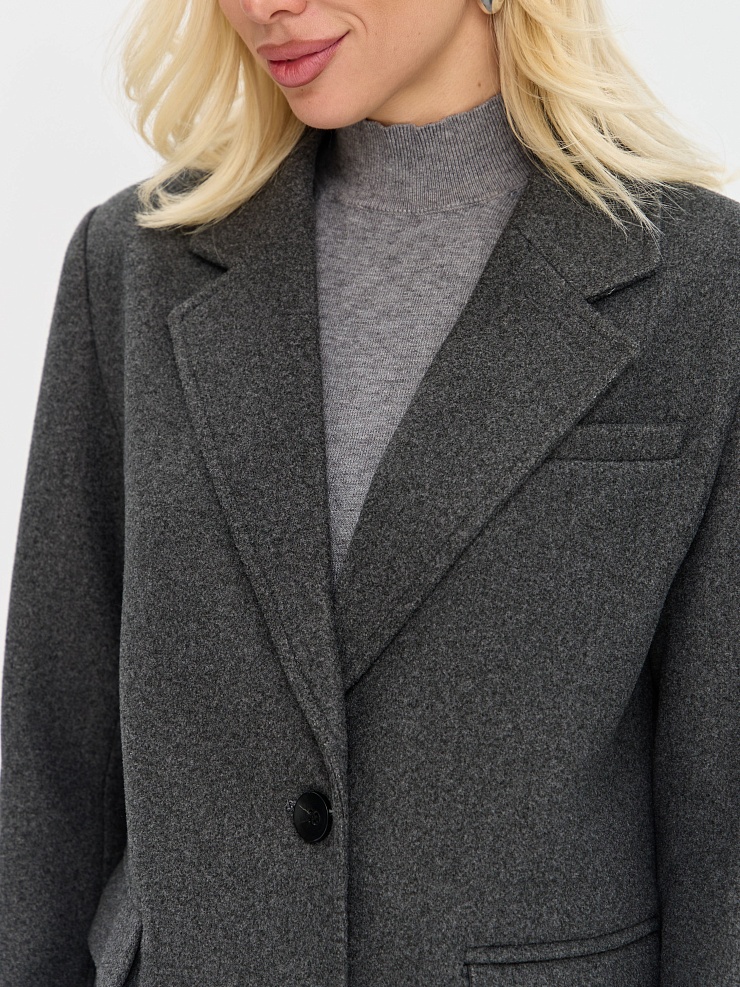 Пальто женское осеннее LAWINTER, темно-серое, модель 84822
