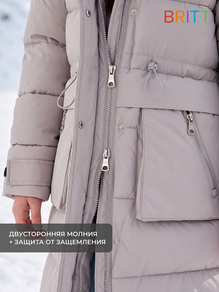 Куртка для девочки зимняя BRITT, серая, модель 65640