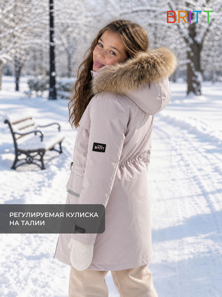 Куртка для девочки зимняя BRITT, светло-сиреневая, модель 65618