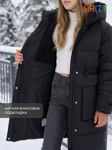 Куртка для девочки зимняя BRITT, черная, модель 65640