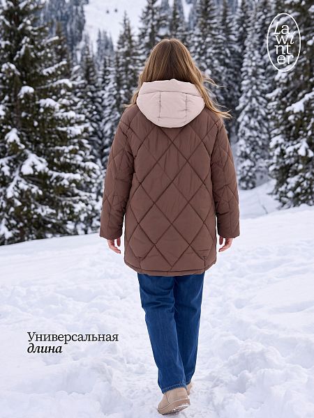 Куртка женская зимняя LAWINTER, коричневая, модель 86313