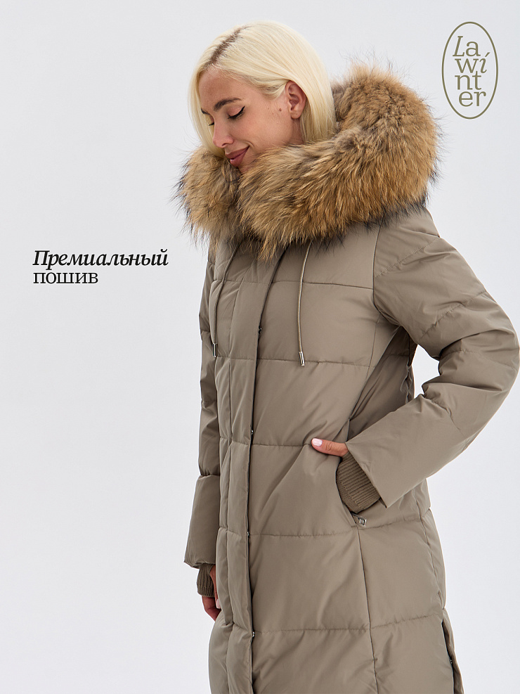 Пуховик женский зимний LAWINTER, зеленый, модель 83382