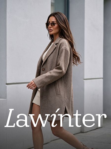 Пальто женское осеннее LAWINTER, коричневое, модель 85392