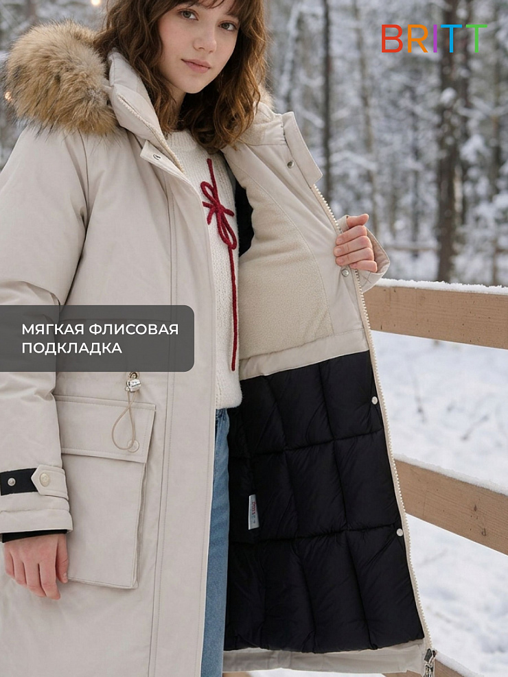 Куртка для девочки зимняя BRITT, светло-серая, модель 66331
