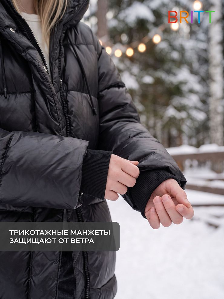 Куртка для девочки зимняя BRITT, черная, модель 66858