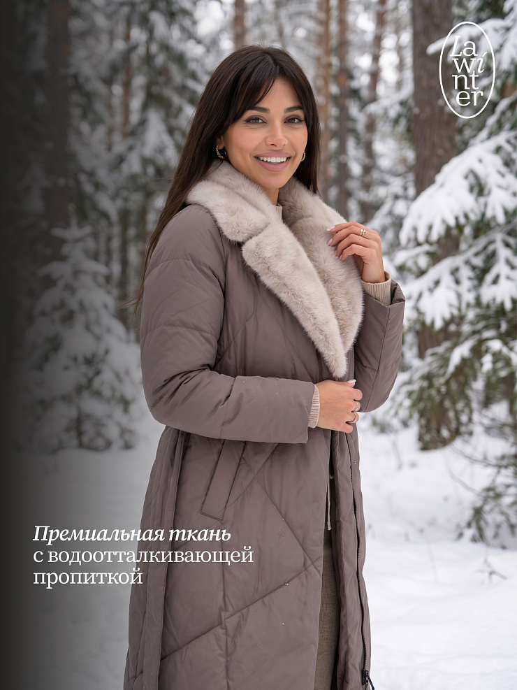 Пуховик женский зимний LAWINTER, капучино, модель 85956