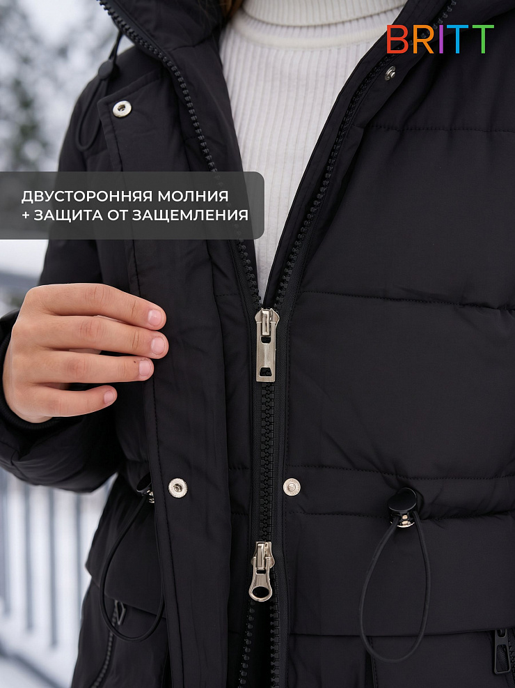 Куртка для девочки зимняя BRITT, черная, модель 65640