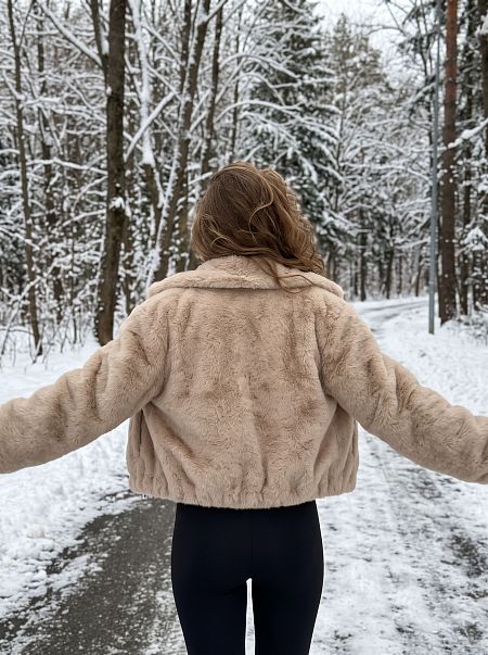Шуба женская зимняя LAWINTER, мокко, модель 56760