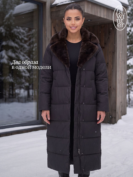 Пуховик женский зимний LAWINTER, черный, модель 86603