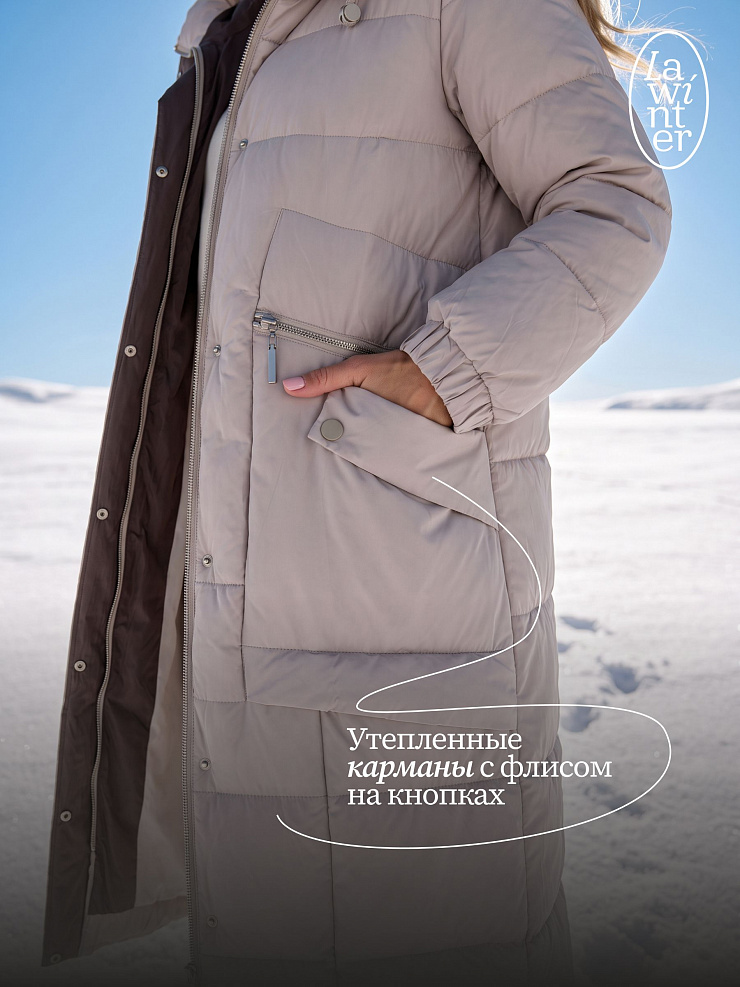 Пуховик женский зимний LAWINTER, светло-серый, модель 86172