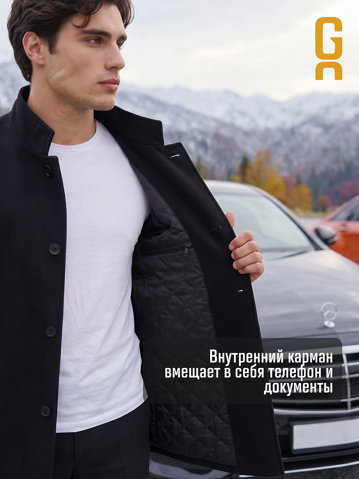 Пальто мужское осеннее GRIZMAN, черное, модель 74704