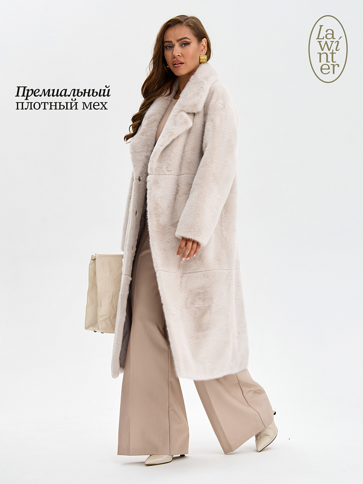 Шуба женская зимняя LAWINTER, молочная, модель 53933
