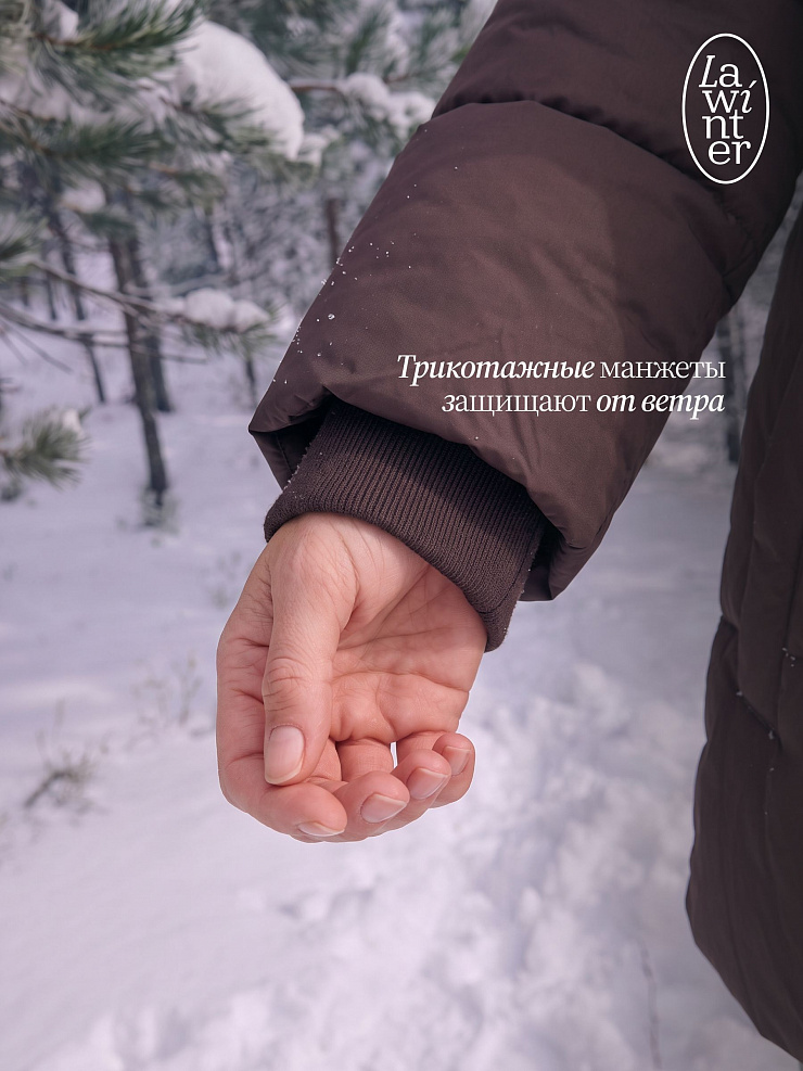 Куртка женская зимняя LAWINTER, коричневая, модель 8696