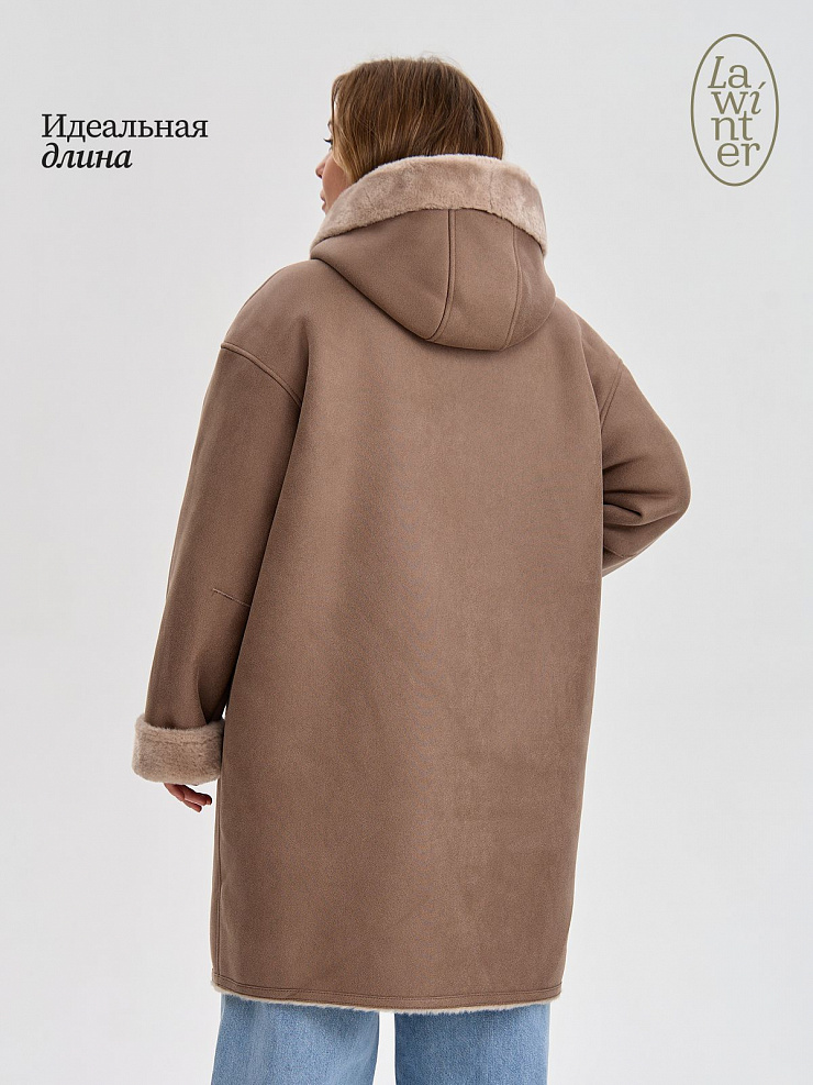 Дубленка женская зимняя LAWINTER, мокко, модель 35475