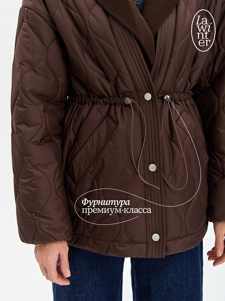 Куртка женская демисезонная LAWINTER, коричневая, модель 84738