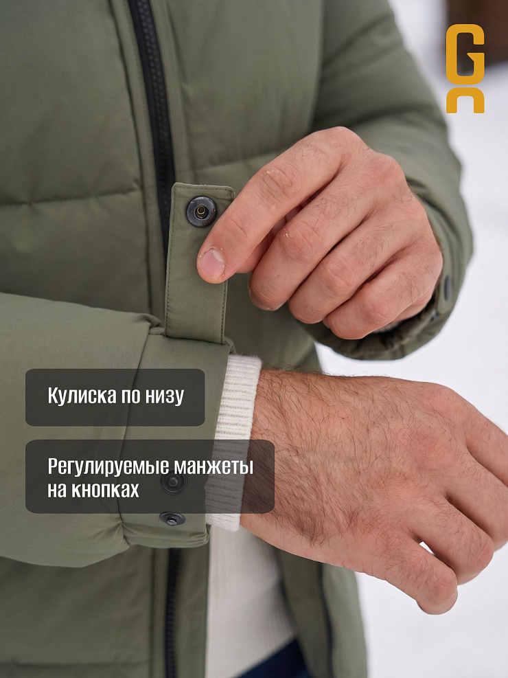 Куртка мужская зимняя GRIZMAN, серо-зеленая, модель 72684