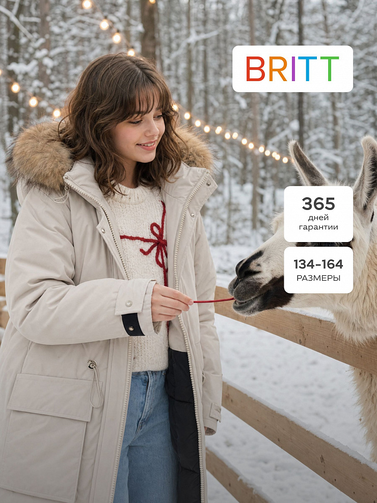 Куртка для девочки зимняя BRITT, светло-серая, модель 66331