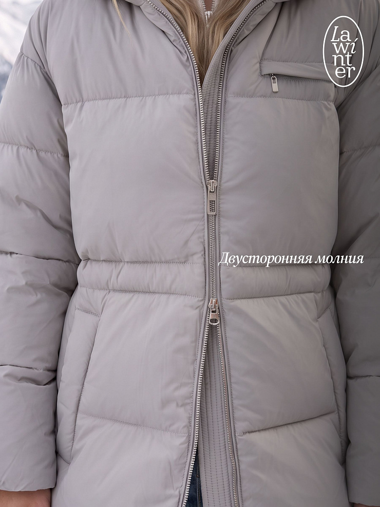 Куртка женская зимняя LAWINTER, серо-голубая, модель 8696
