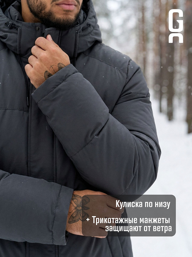 Пуховик мужской зимний GRIZMAN, темно-серый, модель 75192