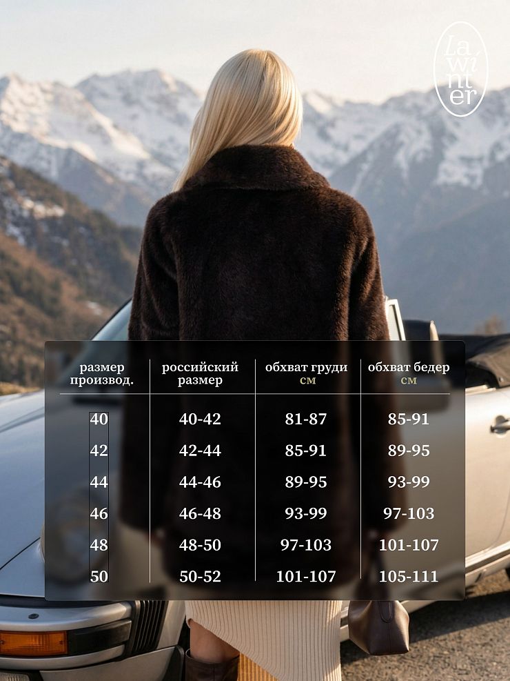 Шуба женская зимняя LAWINTER, коричневая, модель 55820