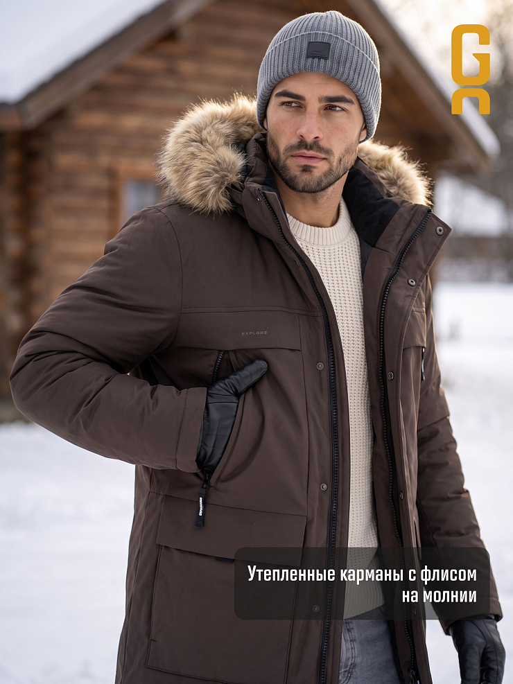 Куртка мужская зимняя GRIZMAN, коричневая, модель 73837