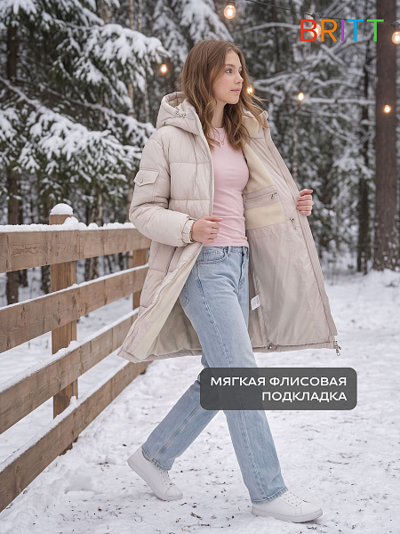 Куртка для девочки зимняя BRITT, молочная, модель 66391