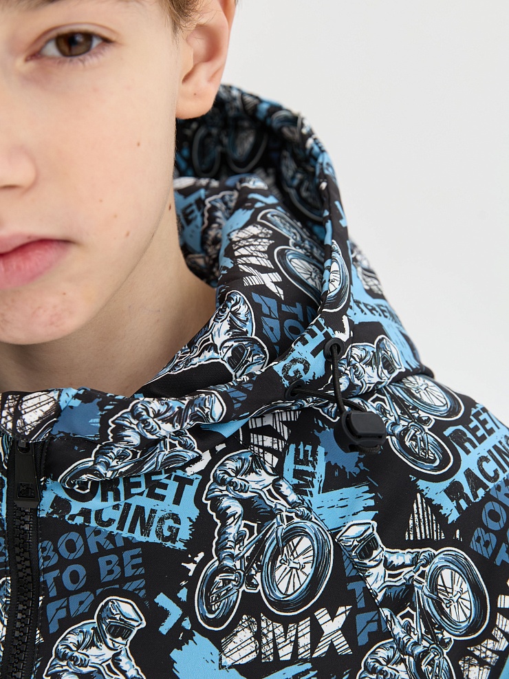Куртка для мальчика демисезонная BRITT, черно-голубая, модель 63853