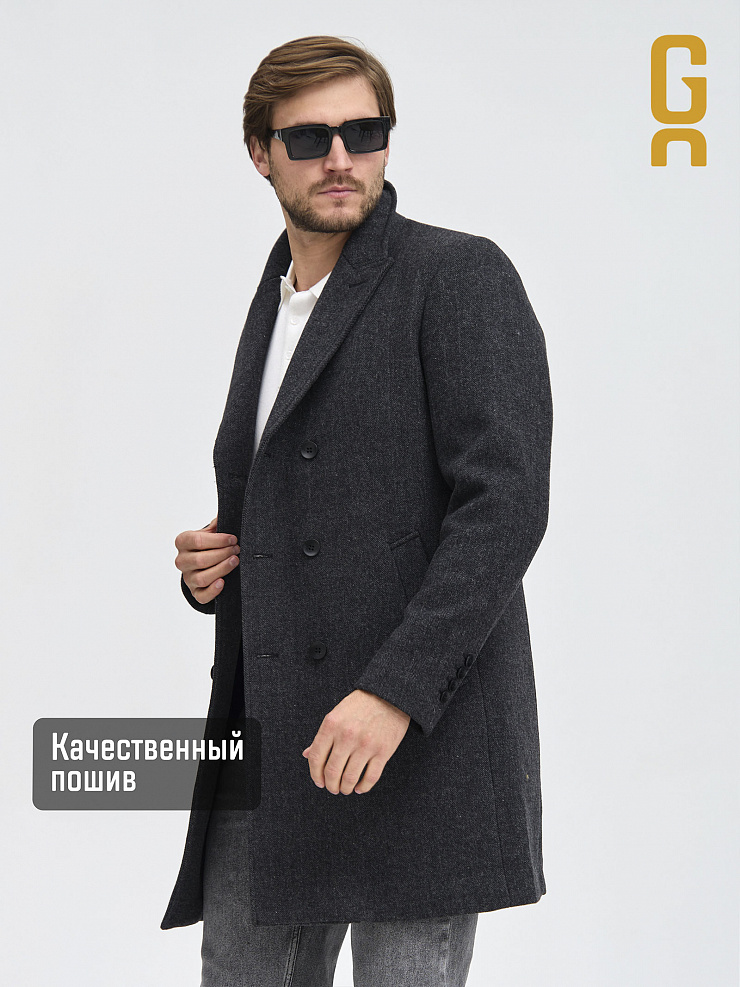 Пальто мужское демисезонное GRIZMAN, черно-серое, модель 73222