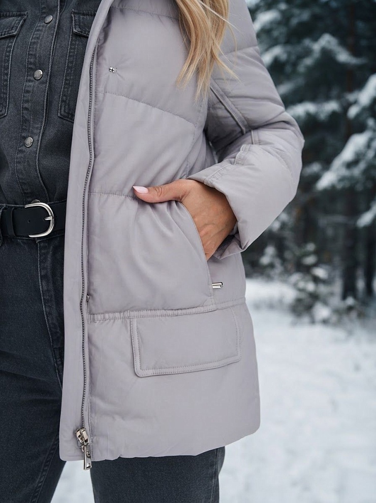 Куртка женская зимняя LAWINTER, серо-голубая, модель 85221