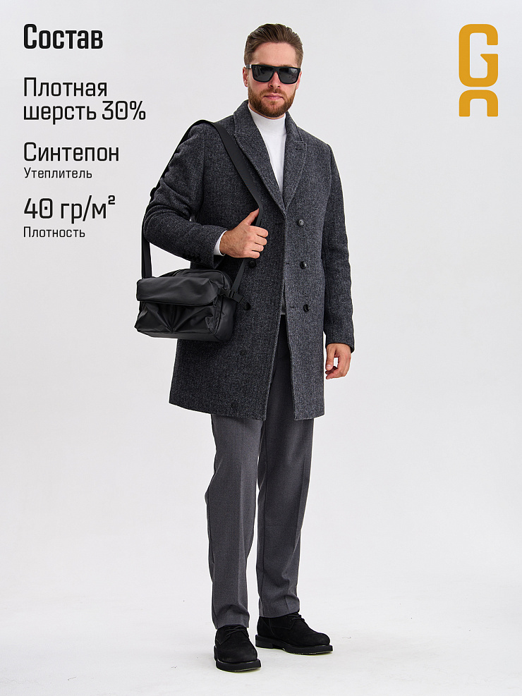 Пальто мужское осеннее GRIZMAN, темно- серое, модель 73222