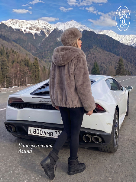 Шуба женская зимняя LAWINTER, темно-серая, модель 54832
