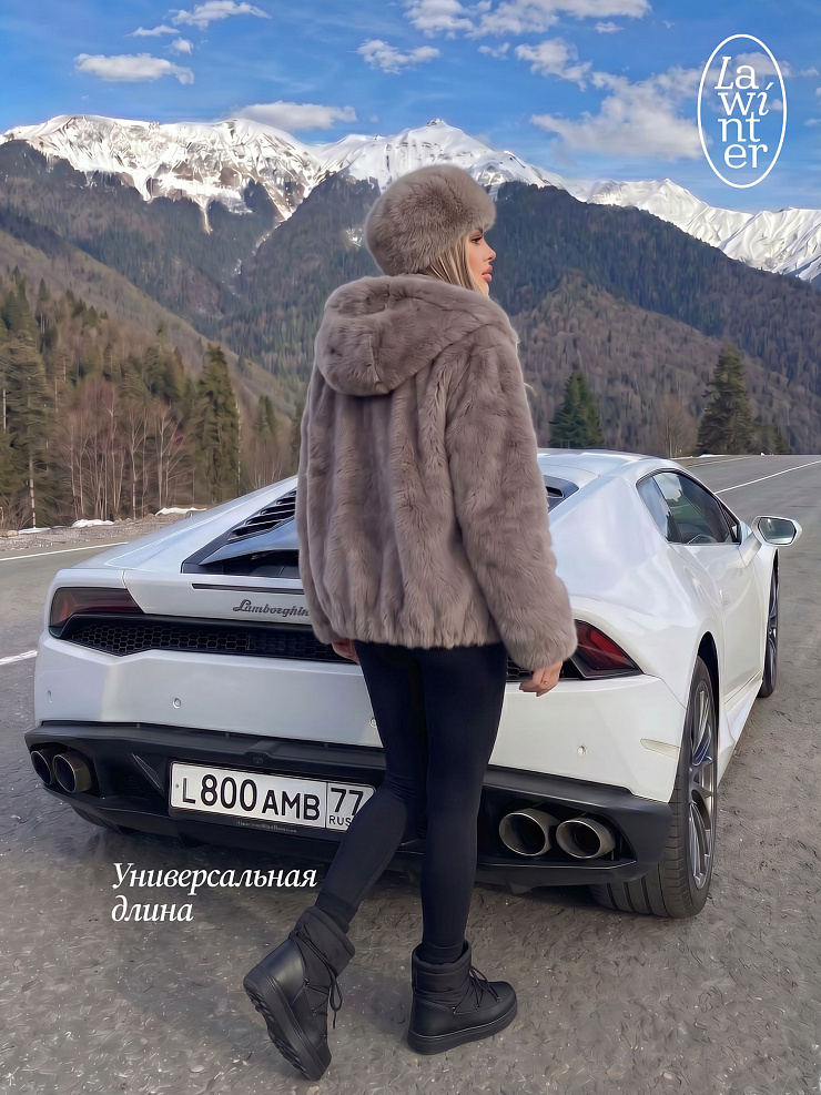 Шуба женская зимняя LAWINTER, темно-серая, модель 54832