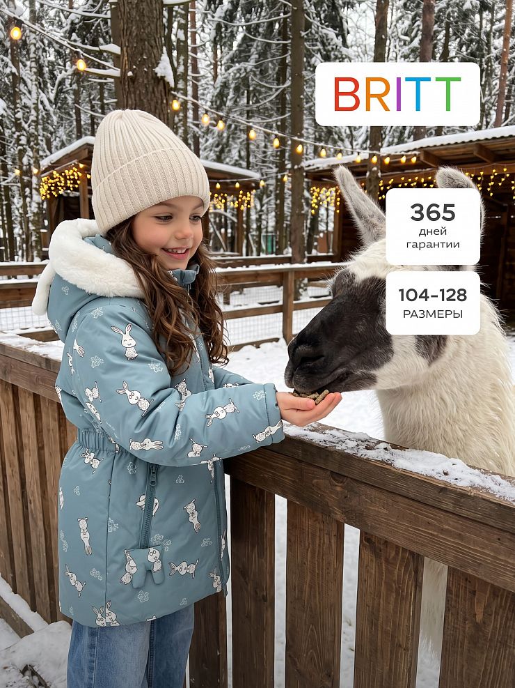 Куртка для девочки зимняя BRITT, серо-голубая, модель 66871