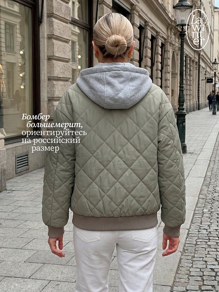 Бомбер женский демисезонный LAWINTER, олива, модель 83635