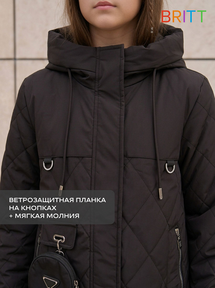 Куртка для девочки демисезонная BRITT, черная, модель 63239