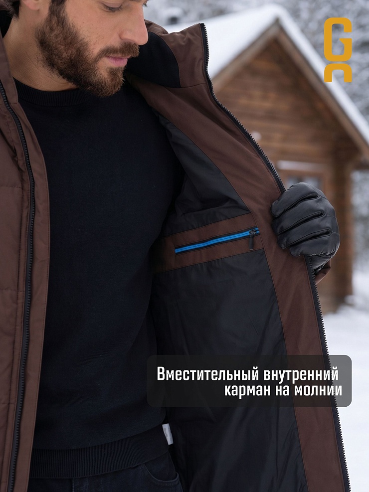 Куртка мужская зимняя GRIZMAN, коричневая, модель 72684
