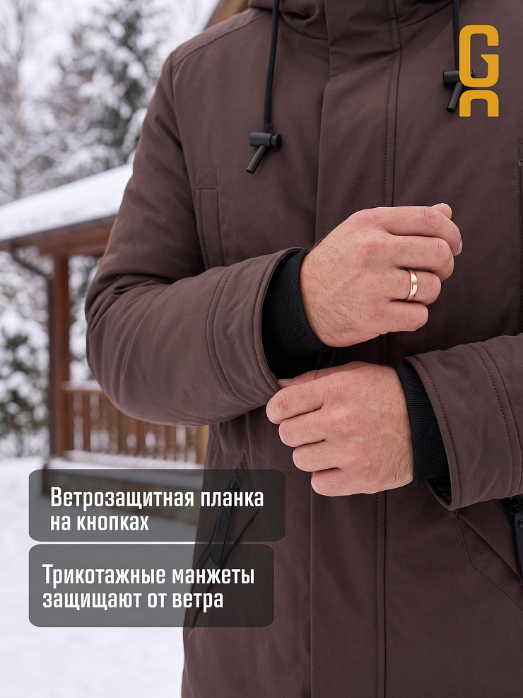 Парка мужская зимняя GRIZMAN, коричневая, модель 75315