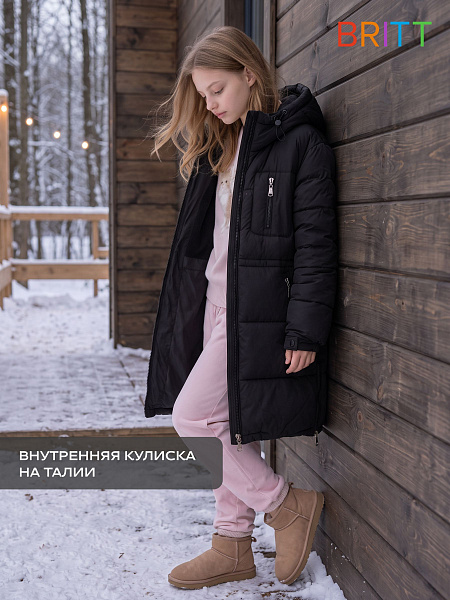 Куртка для девочки зимняя BRITT, черная, модель 66391