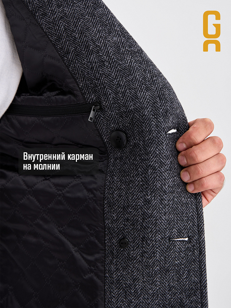 Пальто мужское осеннее GRIZMAN, темно- серое, модель 73222