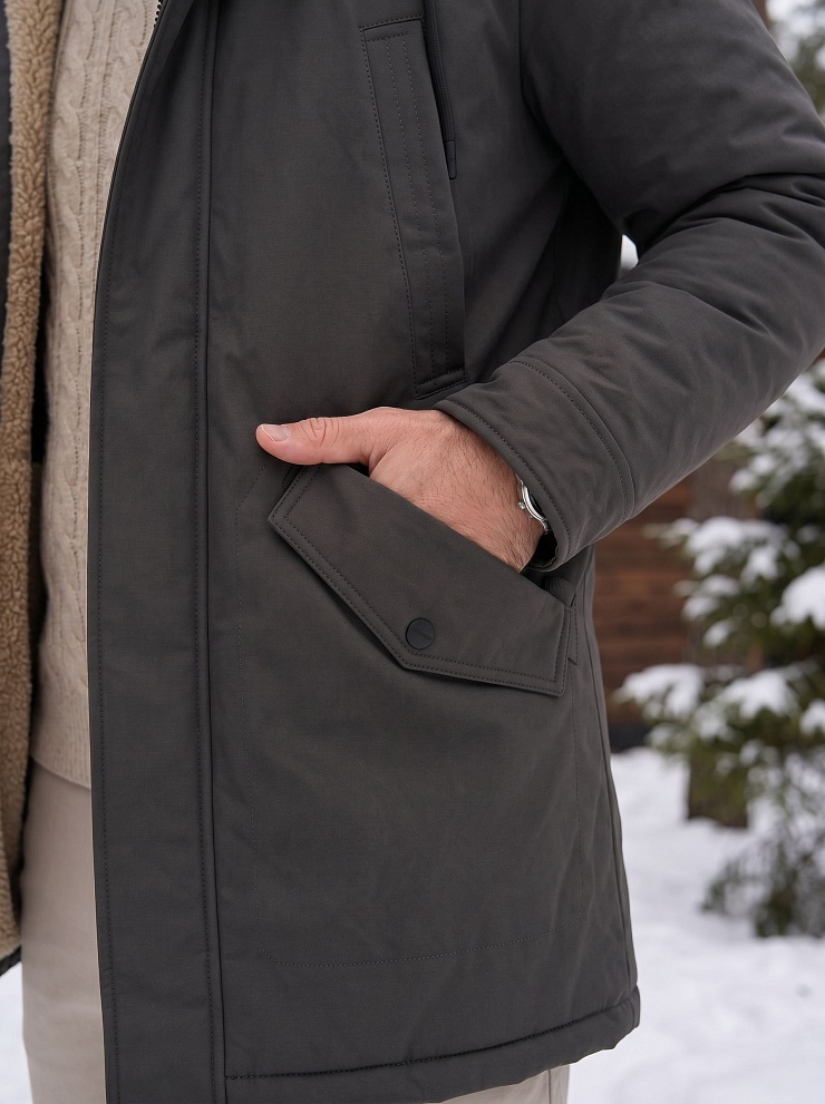 Парка мужская зимняя GRIZMAN, темно-серая, модель 75880
