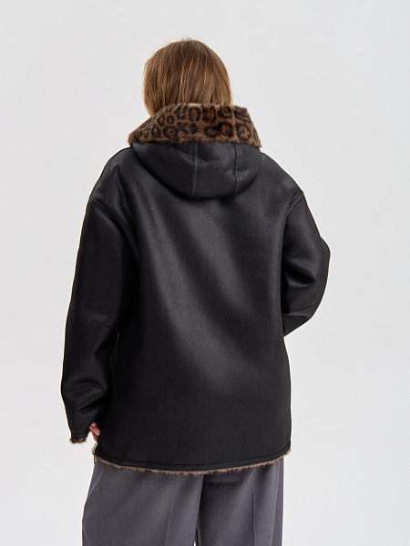 Дубленка LAWINTER  модель 35622, цвет Черный леопард