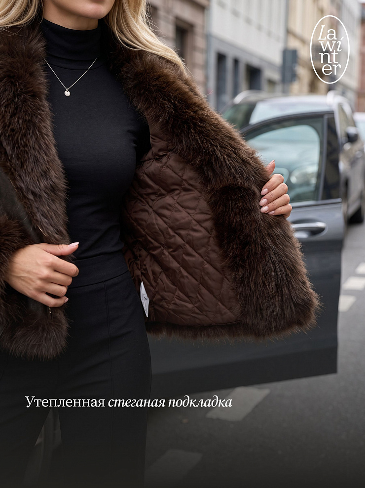 Куртка женская демисезонная LAWINTER, коричневая, модель 36353