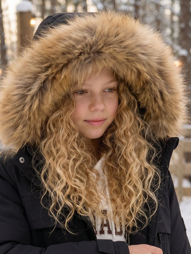 Куртка для девочки зимняя BRITT, черная, модель 65618