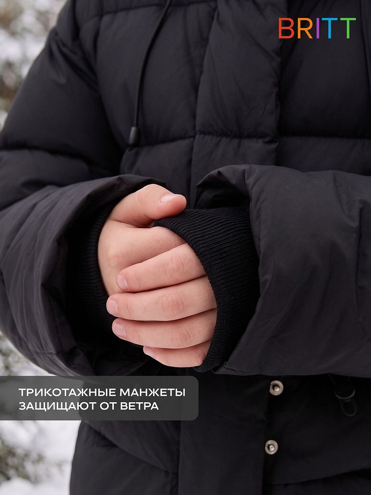 Куртка для девочки зимняя BRITT, черная, модель 66782